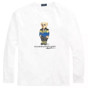 Men’s large long sleeve Polo Ralph Lauren white racing bear shirt